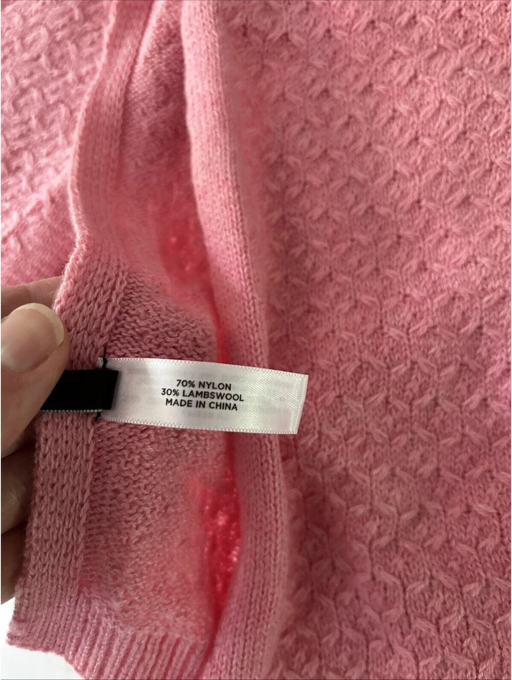 Talbots Pink Nylon Lambswool Blend Scarf Textured 72” Long 8” Wide